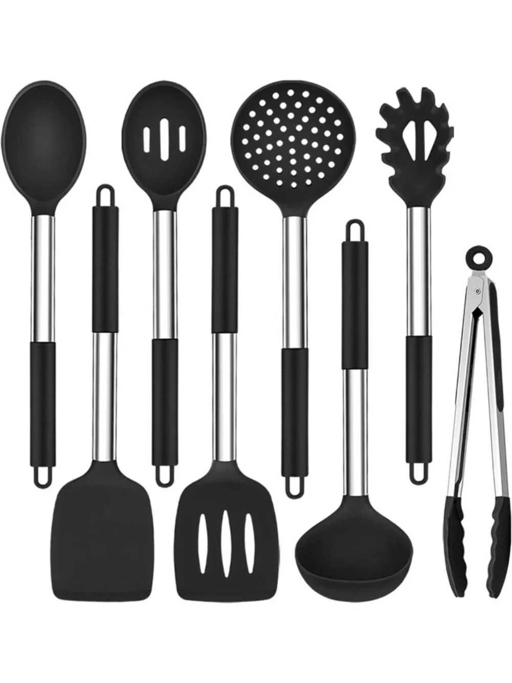 8-Piece Silicone Kitchen Utensils Set, Heatproof Nonstick Tools for Cooking